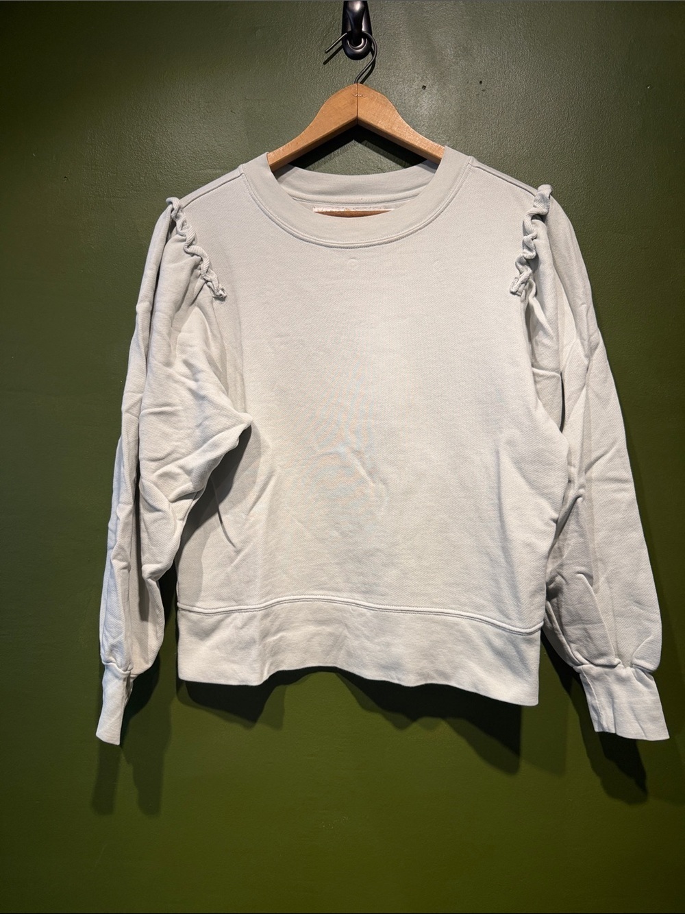 Marie Oliver Light Gray Ruffle-Shoulder Sweatshirt